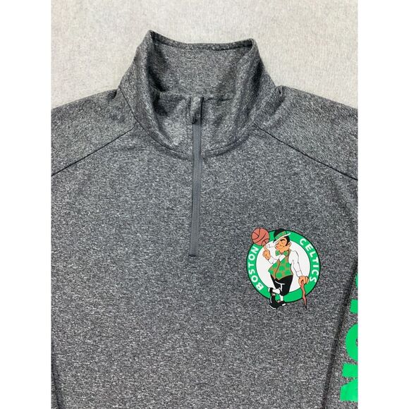 Boston Celtics NBA Quarter Zip Basketball Pullover Shirt (Men's Small) Gray‎ - Picture 2 of 12
